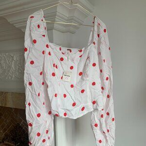 Free People Be My Lover Polka Dot Top WHITE (NWT)